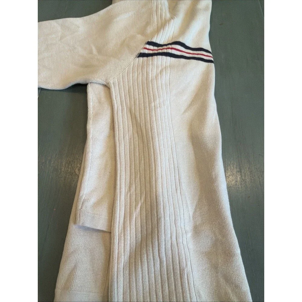 Aeropostale Y2K Striped Ribbed Knit Sweater Cream Navy Red XL